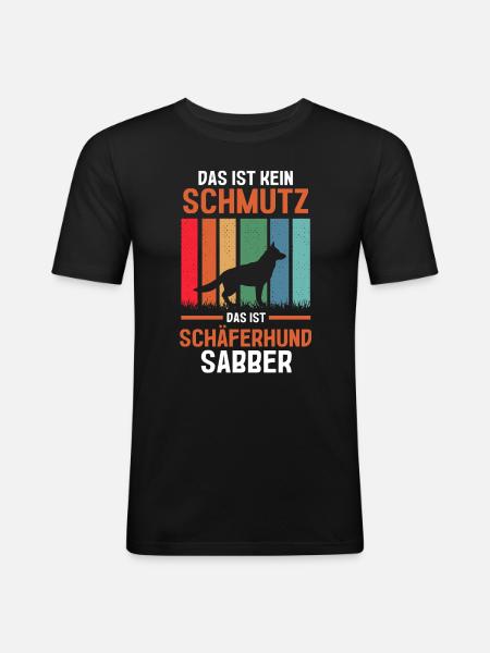 Hund Schäferhund - Männer Slim Fit T-Shirt - Schwarz