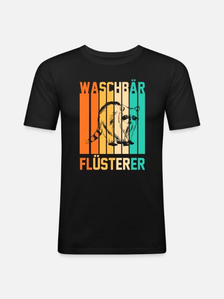 Tiermotiv Waschbär - Männer Slim Fit T-Shirt - Schwarz