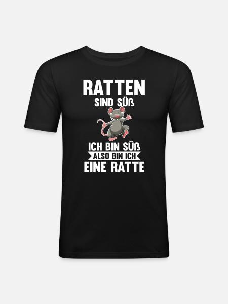 Nagetier Ratte Ratten - Männer Slim Fit T-Shirt - Schwarz