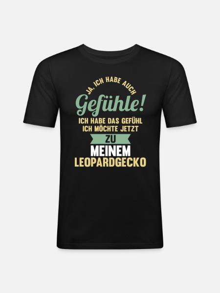 Eidechse Terrarium Reptilien Leopardgecko - Männer Slim Fit T-Shirt - Schwarz
