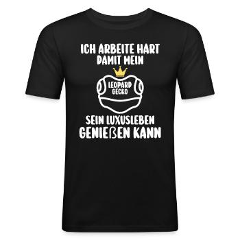 Eidechse Terrarium Reptilien Leopardgecko - Männer Slim Fit T-Shirt - Schwarz - Vorne - Nik (191cm)