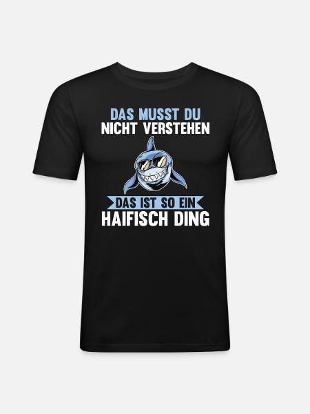 Fische Haifisch - Männer Slim Fit T-Shirt - Schwarz