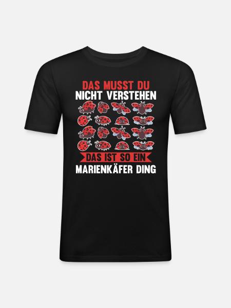 Marienkäfer - Männer Slim Fit T-Shirt - Schwarz