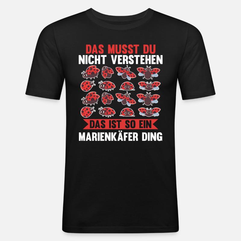 Marienkäfer - Männer Slim Fit T-Shirt - Schwarz