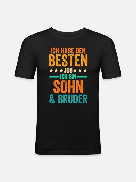 Sohn Bruder - Männer Slim Fit T-Shirt - Schwarz