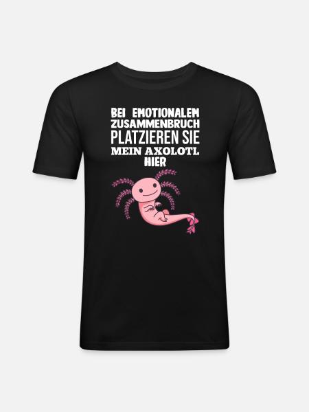 Axolotl - Männer Slim Fit T-Shirt - Schwarz