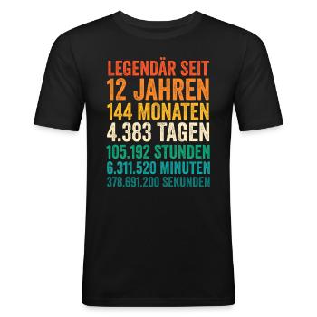 12 Jahre Zwölfter Geburtstag - Männer Slim Fit T-Shirt - Schwarz - Vorne - Nik (191cm)