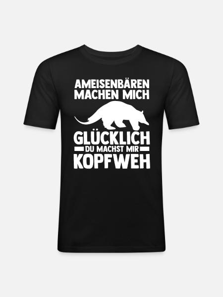 Ameisenbär - Männer Slim Fit T-Shirt - Schwarz