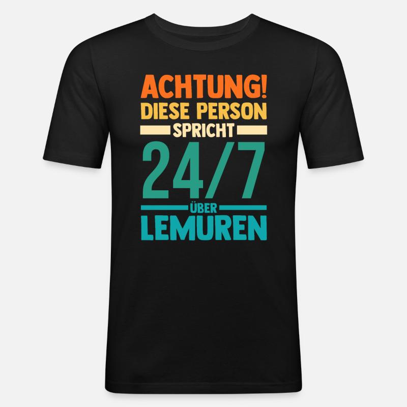 Lemur - Männer Slim Fit T-Shirt - Schwarz