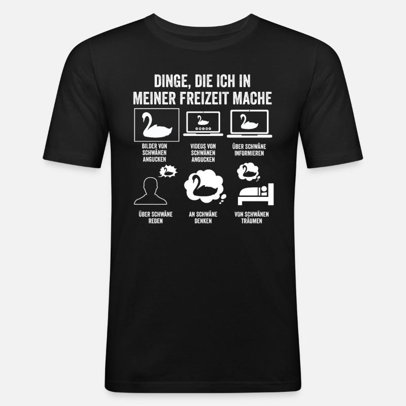 Schwan - Männer Slim Fit T-Shirt - Schwarz