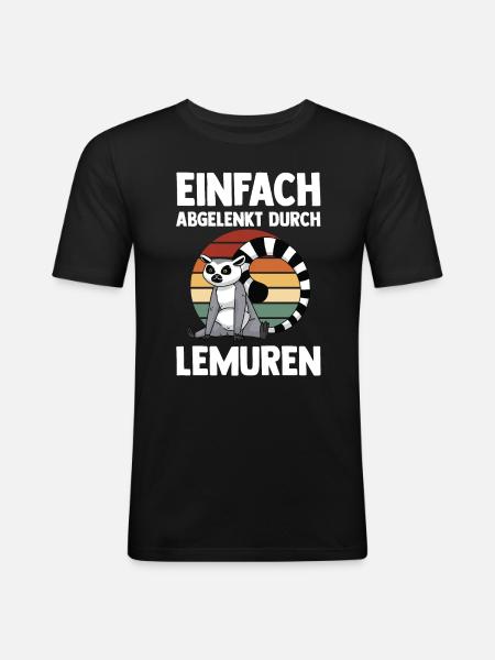 Lemur - Männer Slim Fit T-Shirt - Schwarz