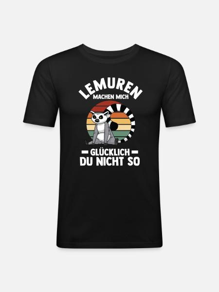 Lemur - Männer Slim Fit T-Shirt - Schwarz