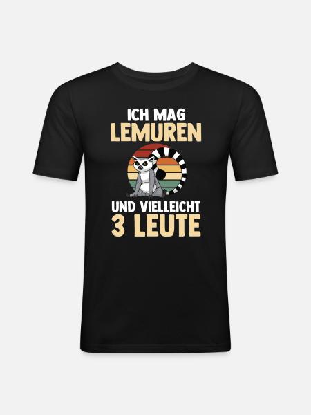 Lemur - Männer Slim Fit T-Shirt - Schwarz