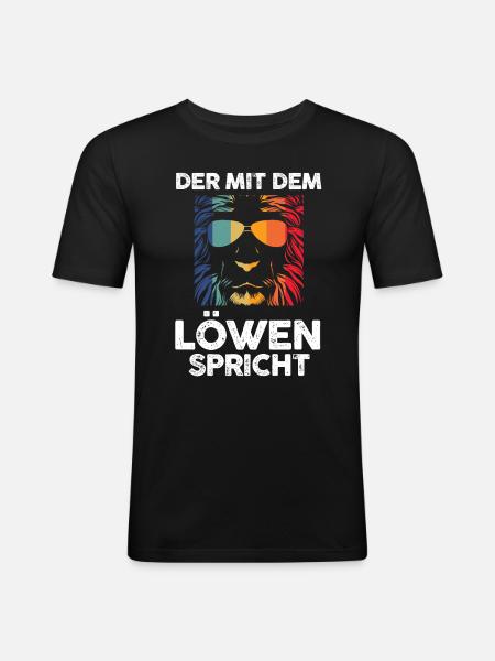 Löwe Löwen - Männer Slim Fit T-Shirt - Schwarz