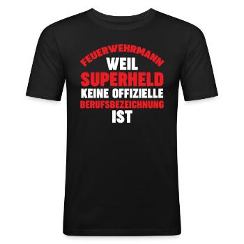 Feuerwehrmann Feuerwehr - Männer Slim Fit T-Shirt - Schwarz - Vorne - Nik (191cm)