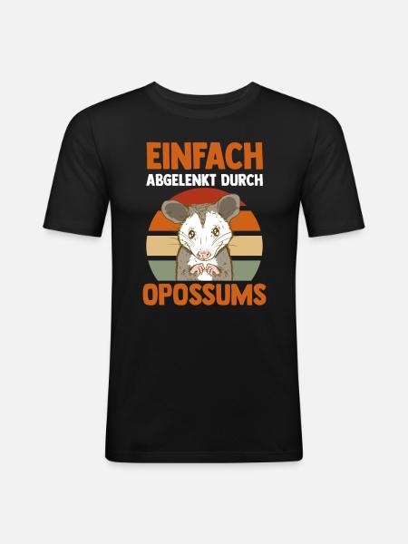 Opossum - Männer Slim Fit T-Shirt - Schwarz