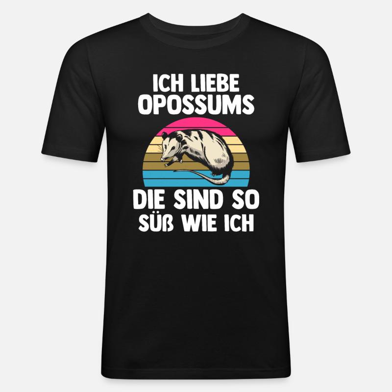 Opossum - Männer Slim Fit T-Shirt - Schwarz