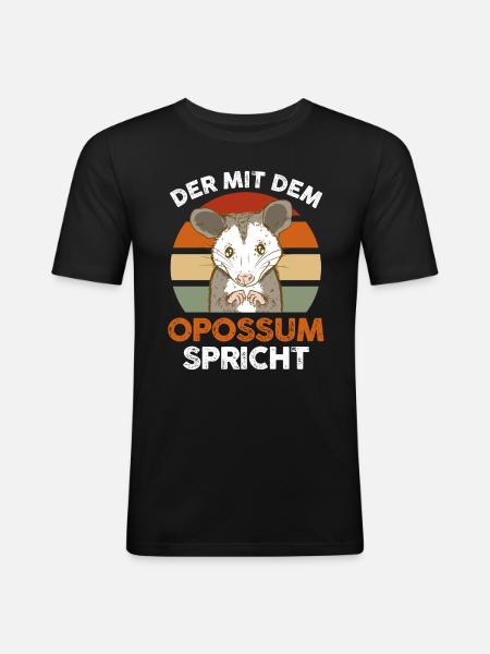 Opossum - Männer Slim Fit T-Shirt - Schwarz