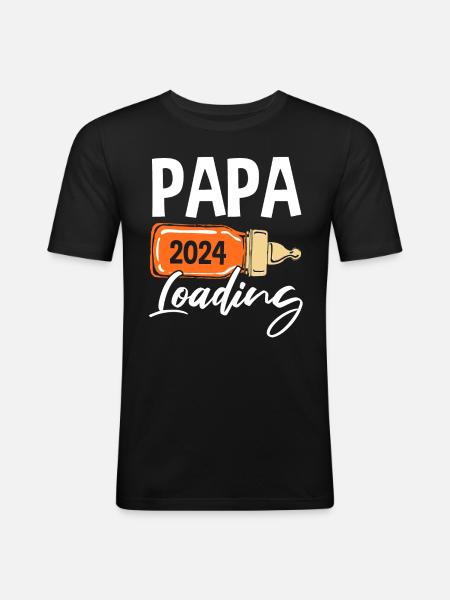 Werdender Papa 2024 - Männer Slim Fit T-Shirt - Schwarz
