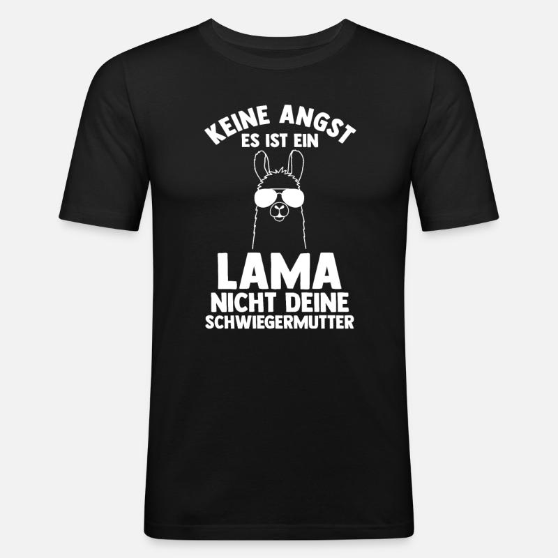 Lama - Männer Slim Fit T-Shirt - Schwarz
