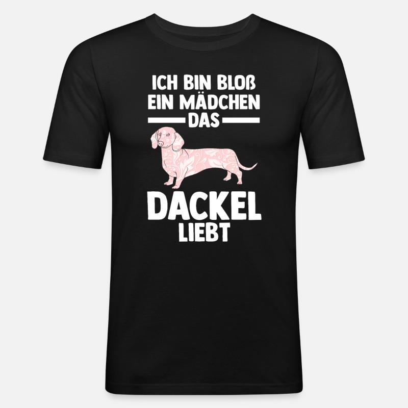Hund Dackel - Männer Slim Fit T-Shirt - Schwarz