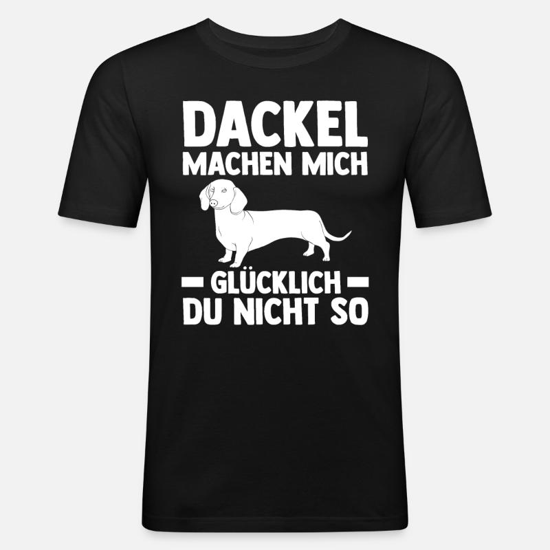 Hund Dackel - Männer Slim Fit T-Shirt - Schwarz