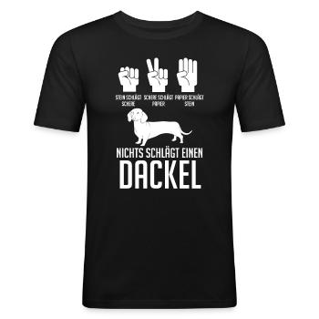 Hund Dackel - Männer Slim Fit T-Shirt - Schwarz - Vorne - Nik (191cm)