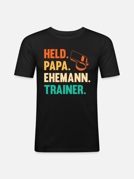 Vater Papa Trainer - Männer Slim Fit T-Shirt - Schwarz