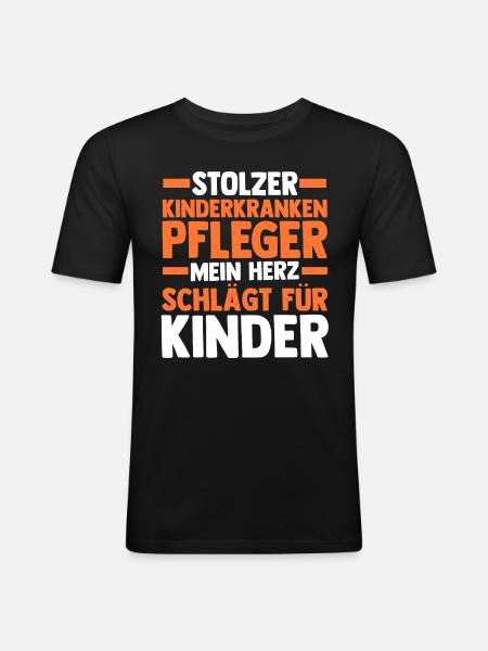 Pfleger Pflegekraft Kinderkrankenpfleger - Männer Slim Fit T-Shirt - Schwarz