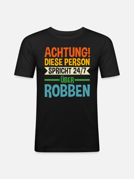 Seehund Seelöwe Robbe - Männer Slim Fit T-Shirt - Schwarz