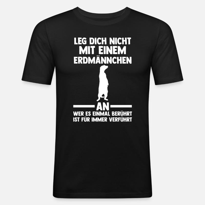 Erdmännchen - Männer Slim Fit T-Shirt - Schwarz