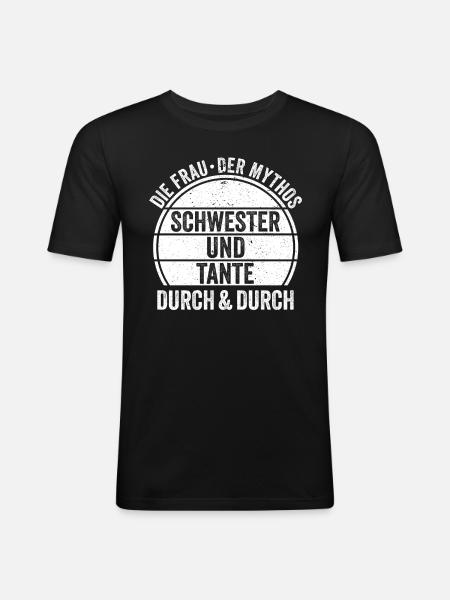 Schwester und Tante - Männer Slim Fit T-Shirt - Schwarz
