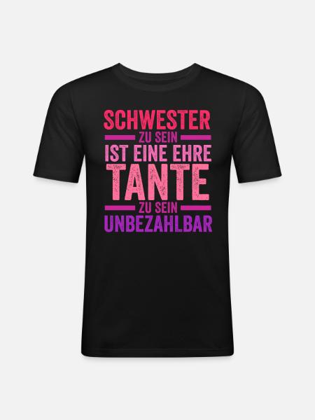 Schwester und Tante - Männer Slim Fit T-Shirt - Schwarz