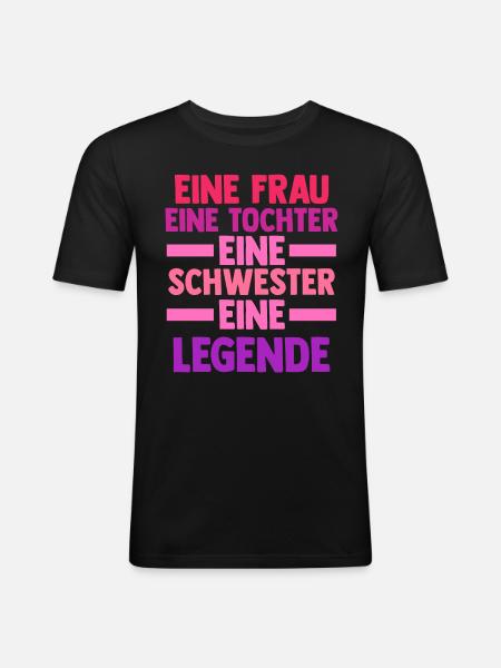 Tochter Schwester - Männer Slim Fit T-Shirt - Schwarz