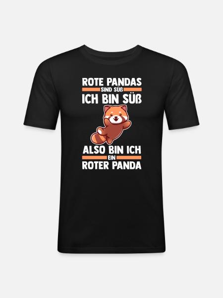 Roter Panda - Männer Slim Fit T-Shirt - Schwarz