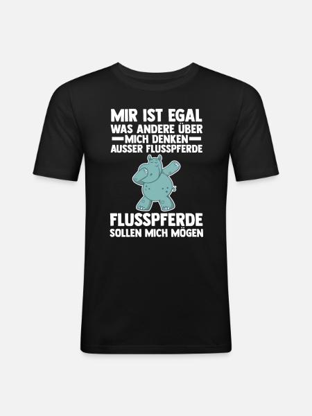 Nilpferd Flusspferd - Männer Slim Fit T-Shirt - Schwarz