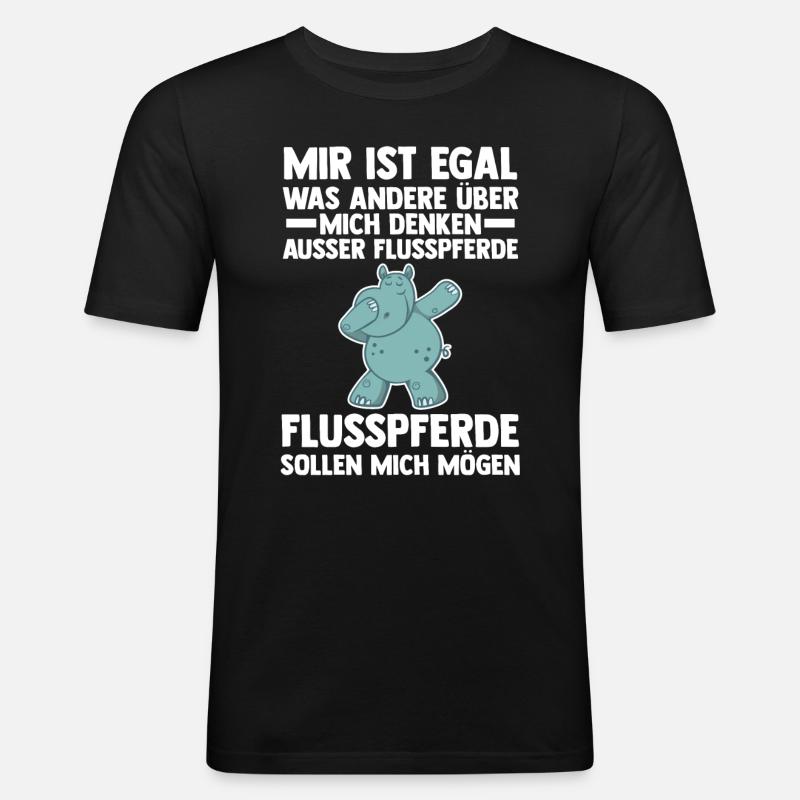 Nilpferd Flusspferd - Männer Slim Fit T-Shirt - Schwarz