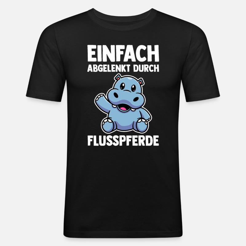 Nilpferd Flusspferd - Männer Slim Fit T-Shirt - Schwarz