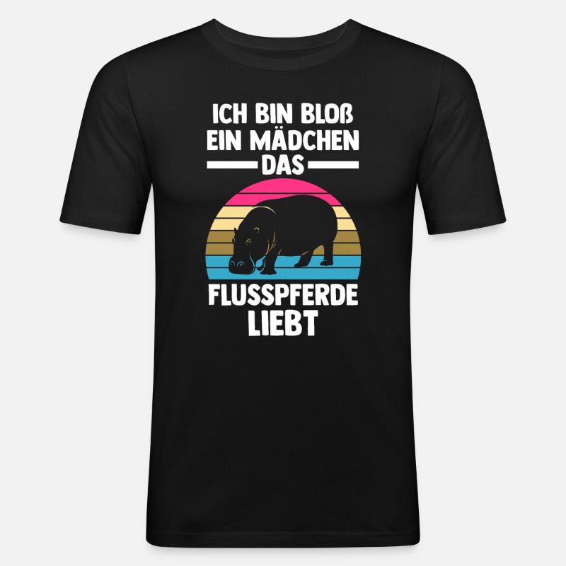 Nilpferd Flusspferd - Männer Slim Fit T-Shirt - Schwarz