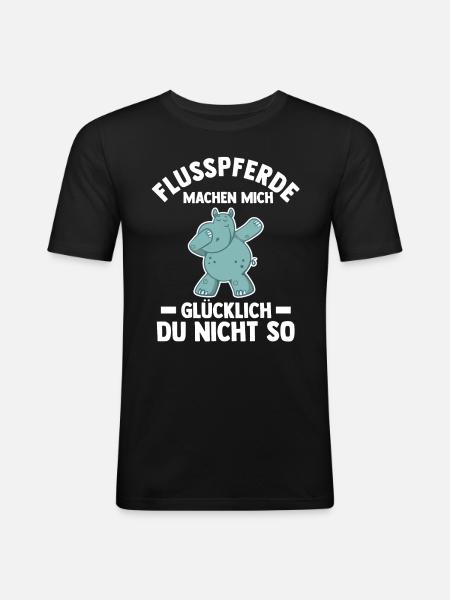 Nilpferd Flusspferd - Männer Slim Fit T-Shirt - Schwarz