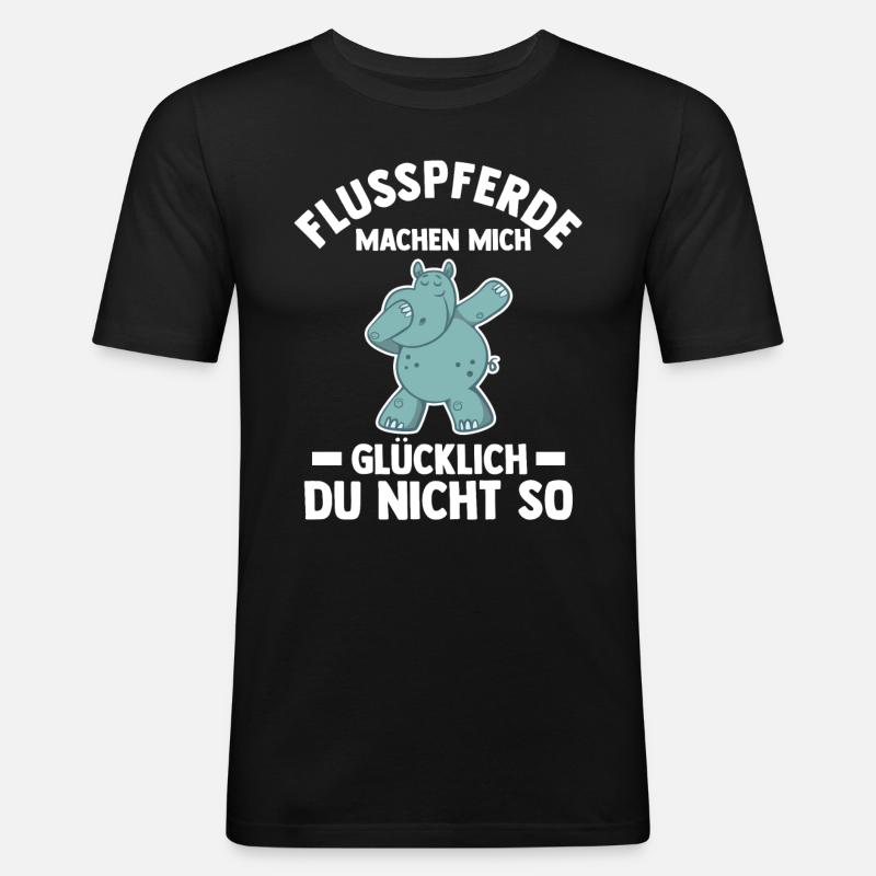Nilpferd Flusspferd - Männer Slim Fit T-Shirt - Schwarz