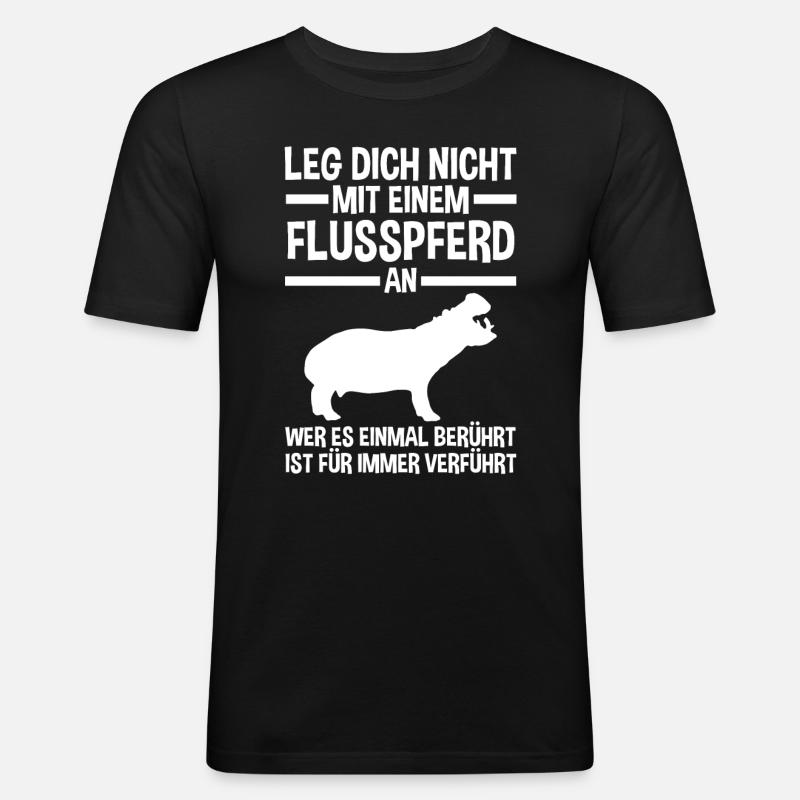 Nilpferd Flusspferd - Männer Slim Fit T-Shirt - Schwarz