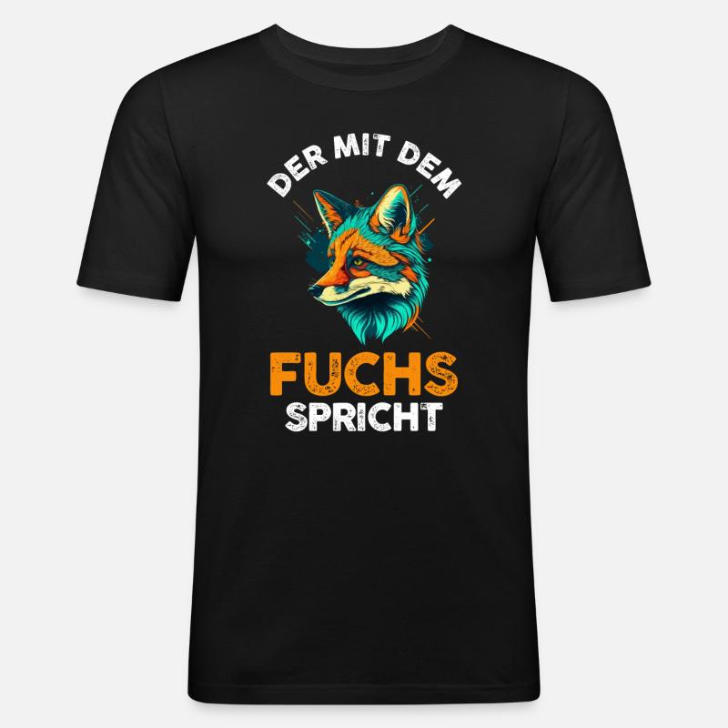 Fuchs - Männer Slim Fit T-Shirt - Schwarz