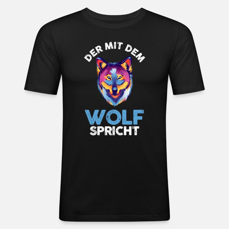Tier Waldtier Wolf - Männer Slim Fit T-Shirt - Schwarz