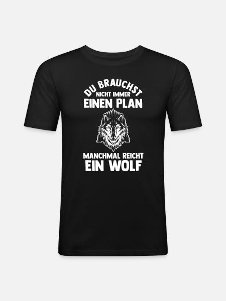 Tier Waldtier Wolf - Männer Slim Fit T-Shirt - Schwarz