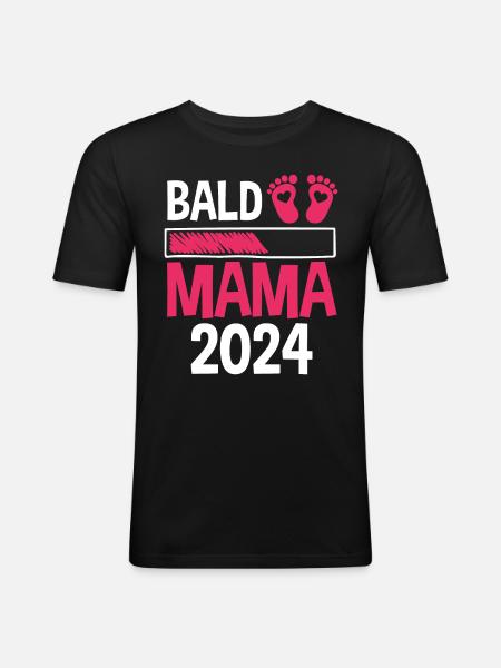 Werdende Mama 2024 - Männer Slim Fit T-Shirt - Schwarz