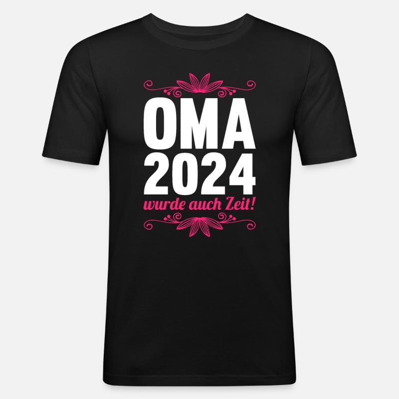 Werdende Oma 2024 - Männer Slim Fit T-Shirt - Schwarz
