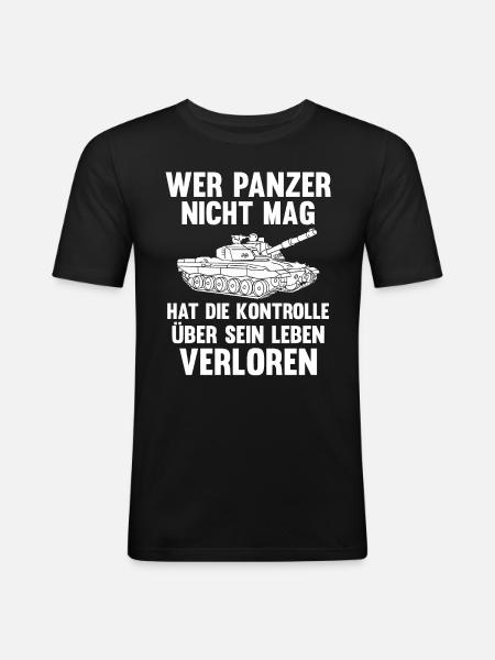 Panzerfahrer Soldat Panzer - Männer Slim Fit T-Shirt - Schwarz