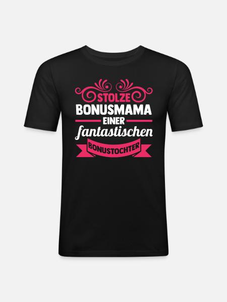 Stiefmutter Stiefmama Bonusmama - Männer Slim Fit T-Shirt - Schwarz
