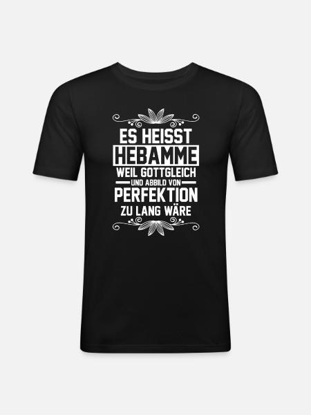 Geburtshelferin Hebamme - Männer Slim Fit T-Shirt - Schwarz